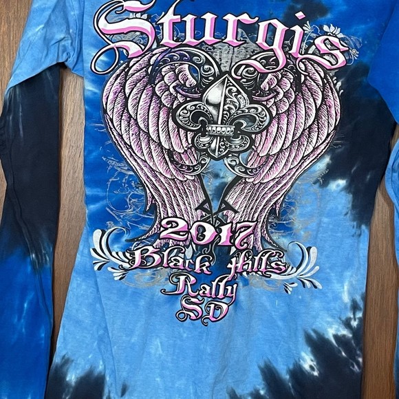 NWT Sturgis Black Hills Rally Tie-Dye Blue Woman’s Tee Size Small - Picture 6 of 7